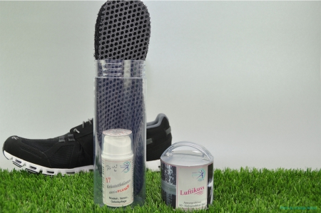 1 Set 3-D Schuheinlagen Paar, atmungsaktiv inkl. 70 ml Kräuterbalsam PLUS