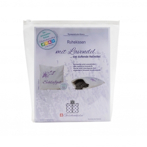 Ruhekissen SCHLAFGUT mit Lavendel in Schweizer Schafschurwolle, im SET mit 50ml Fumaria Hautschutzpflege