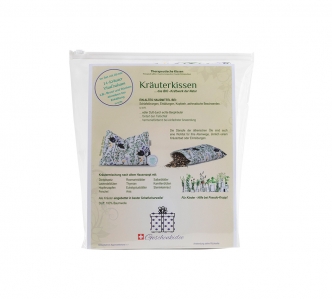 Alpen-Kräuterkissen KRÄUTERREZEPTUR eingebettet in Schweizer Schafschurwolle, im SET mit 50ml 14-Kräuter Vitalbalsam