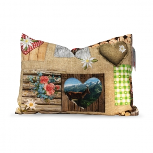 g'sunde Schlafkissen mit Arven-/ Zirbenspäne im Mix mit Schweizer Schafschurwoll-Kügeli, im SET mit 20ml Kartoffel-BalsamPLUS