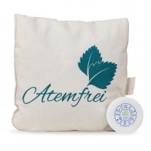 Erkältungskissen ATEMFREI mit Salbei & Minze in Schweizer Schafschurwolle, im SET mit 25ml 14-Kräuter-Vitalbalsam